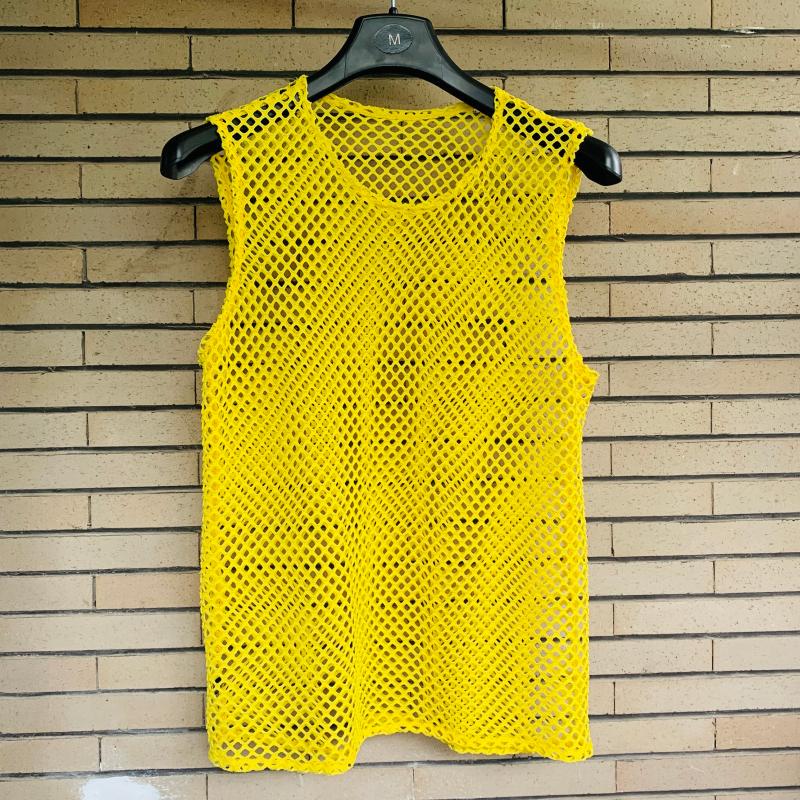 Summer Thin Large Mesh Vest for Men and Women, Can Be Worn Inside or Outside, Sun Protection, Hollow Breathable Fishnet Sleeveless T-Shirt, Round Neck