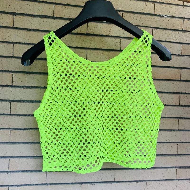 Summer Trendy Layered Mesh Crop Top for Women, Ultra-Short Sleeveless Outerwear, Sexy Hot Girl Camisole Cover-Up
