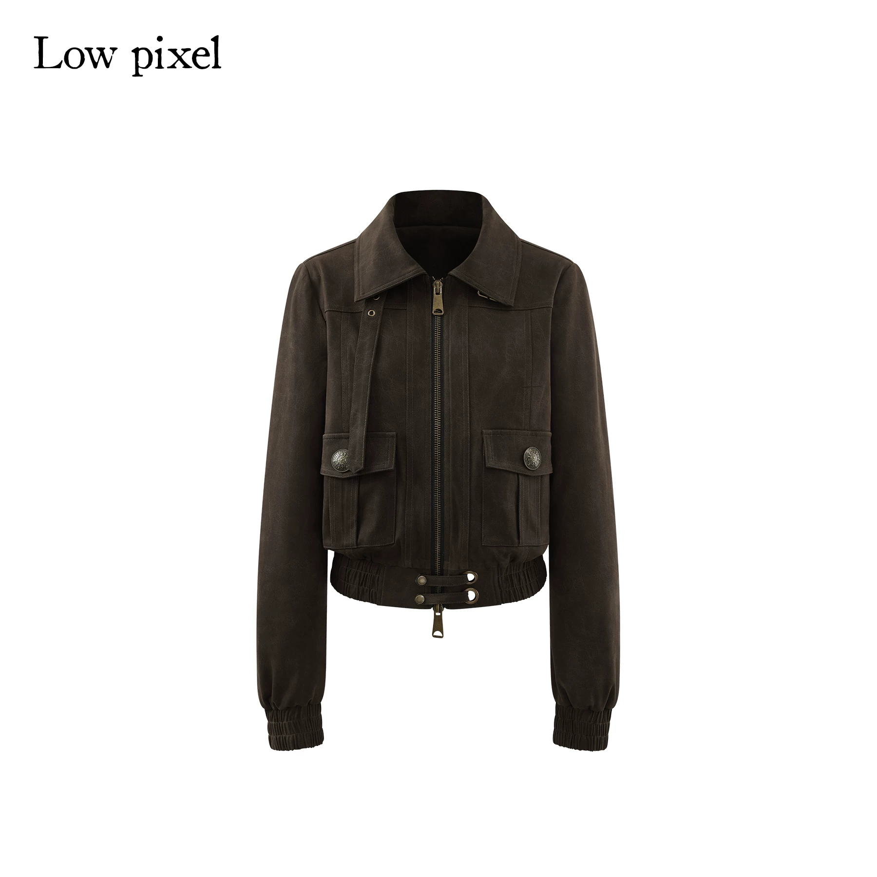 Low pixel low pixel retro lapel suede jacket dark textured long-sleeved loose work jacket