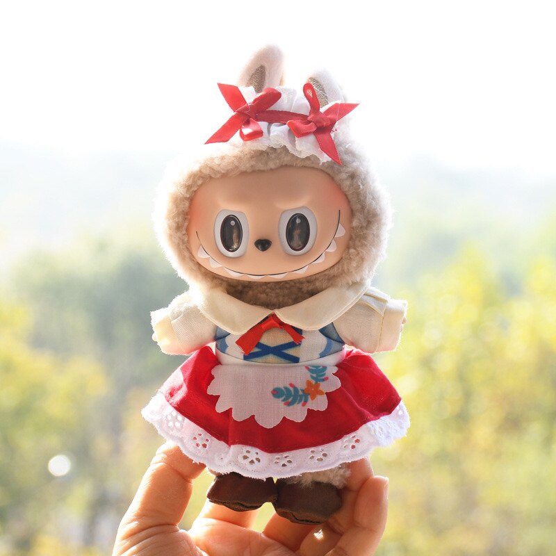 棉花娃娃/毛绒玩具娃衣 17cmlabubu拉布布衣服着替popmart马卡龙搪胶挂件娃衣春夏裙子