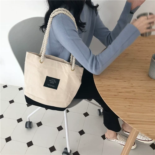 Брендовая вместительная и большая сумка на одно плечо, сумка через плечо, вместительный и большой портативный белый тканевый мешок, в корейском стиле