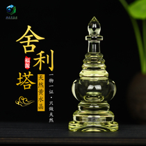 Crystal list Finely Carved New natural Yellow Crystal Buddha Tower Pendulum with Tibetan Sheerita Manaru Buddhist Instruments Customizable