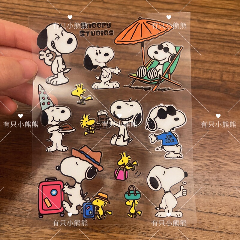 Cartoon Cute Snoopy Travel Transfer Stickers Snoopy Stickers for Water Bottles, Phones, Toothbrushes, Computers, Suitcases, Waterproof