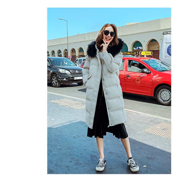 Áo khoác cotton xuống cổ nữ mùa đông dài qua áo khoác cotton đầu gối 2019 phiên bản Hàn Quốc mới của áo khoác chống bán giảm giá - Bông áo khoác lông vũ nữ