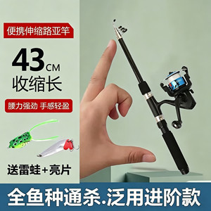Telescopic Mini Lure Fishing Rod Set for Children, Portable Spinning Reel, Road Fishing Rod Set
