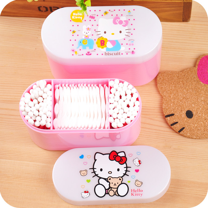 Ins cute makeup cotton swab storage box makeup remover cotton student dormitory dust-proof desktop finishing small box with cover