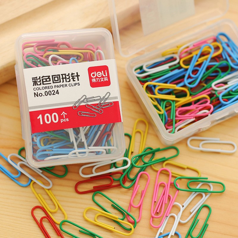 Effective 0024 color paper clips financial office documents sorting paper clips plastic box 100 pieces