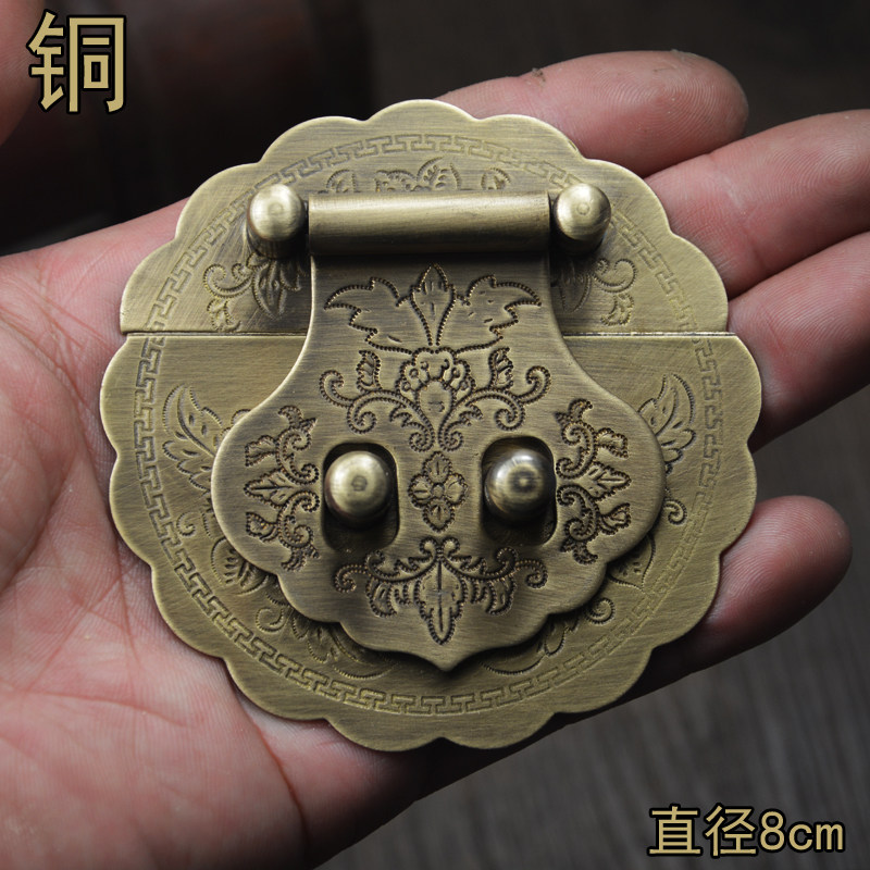 8cm Antique Lock Buckle Box WOOD CASE PURE COPPER EMBOSSING FIRST DECORATED CASE OLD HOME VINTAGE RETRO CARD SHOES FLAP LOCK