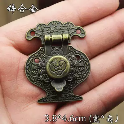 Antique vase buckle ancient wooden box mini lock buckle box buckle panel jewelry box card shoe buckle gift box antique buckle