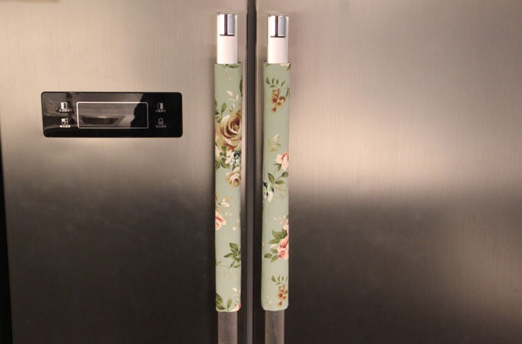 Fields Garden Flowers Pure Cotton Cloth Art Double Switch Double Door Refrigerator Door Pull Gloves Double Door To Thicken Gloves With Gloves