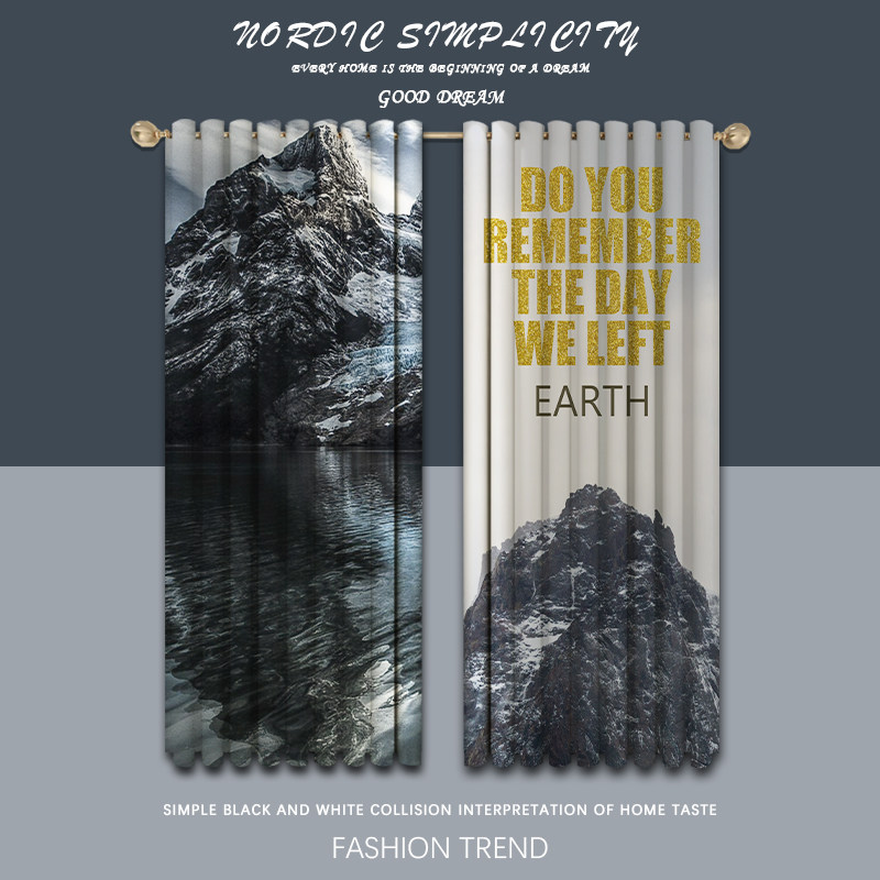 Custom long cord coarse hemp Nordic iceberg full shading shading shading heat insulation sunscreen bedroom Living room finished curtain floor window