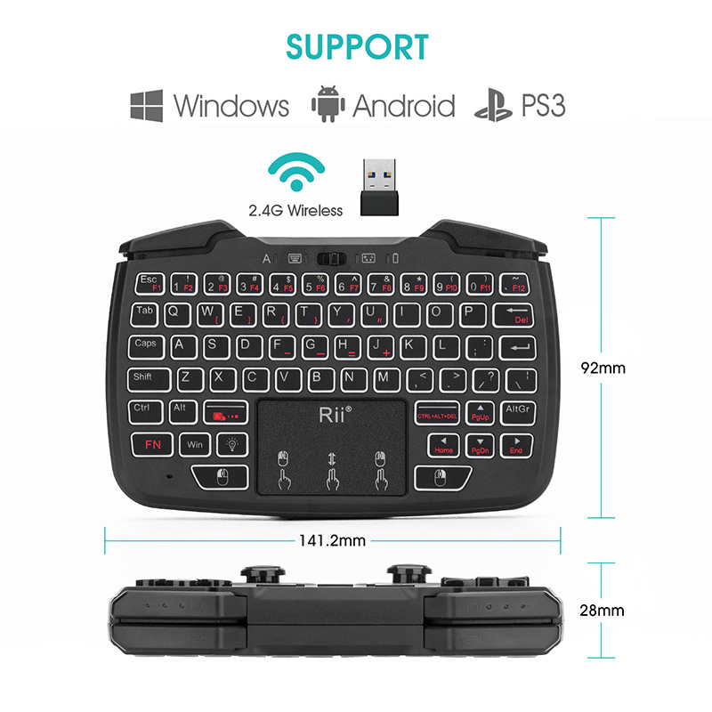 Rii RK707 Mini Wireless Game Controller Mouse Keyboard Combo Wireless Mini Keyboard Computer