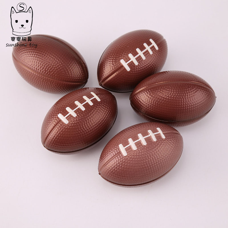 Manufacturer printing American sparkling pu small rugby toy children sports training sponge foam glossy surface pressure ball