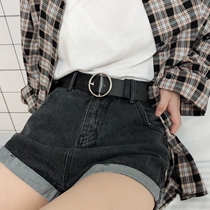 Korean version of the belt trend all-match simple round dress belt metal belt womens thin belt pin buckle belt