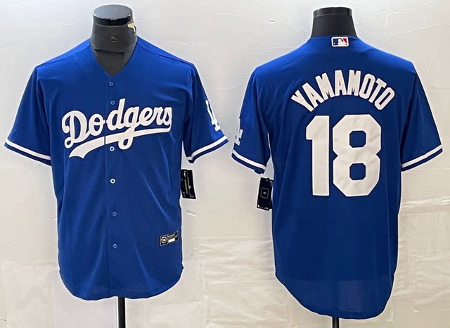 Los Angeles Dodgers Yushin Yamamoto dodgers ເຄື່ອງແບບເບດບານເບີ 18 YAMAMOTO ເກມເຄື່ອງແບບຜູ້ຊາຍ embroidery