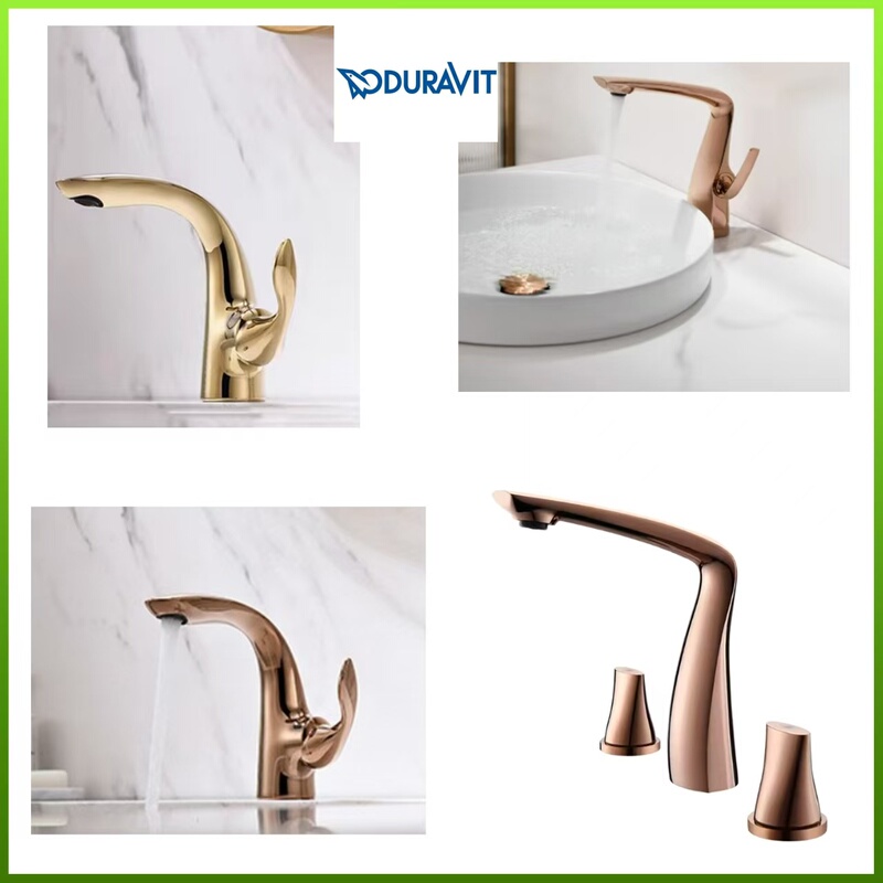 Duravit All-Copper Single-Handle Hot and Cold Water Single-Hole Three-Hole Basin Bathroom Faucet Duravit All-Copper Single-Handle Hot and Cold Water Single-Hole Three-Hole Basin Bathroom Faucet