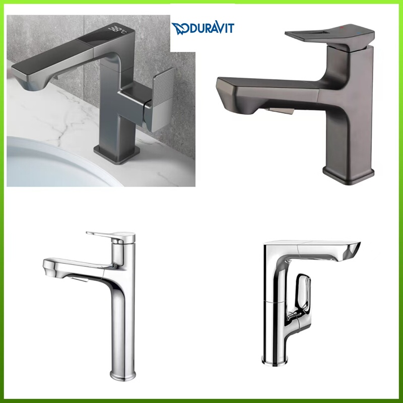 Duravit All-Copper Pull-Out Faucet for Under-Counter Basin, Bathroom Cabinet Hot and Cold Water Faucet