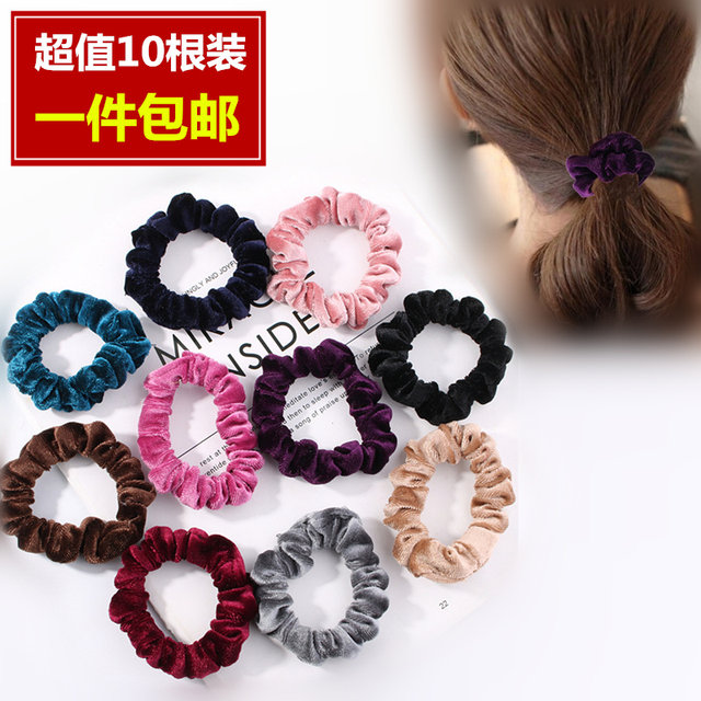 10 packs of Korean velvet hair ties, simple black thick hair rope, high elastic headband, flower plate hair tie, rubber band headband