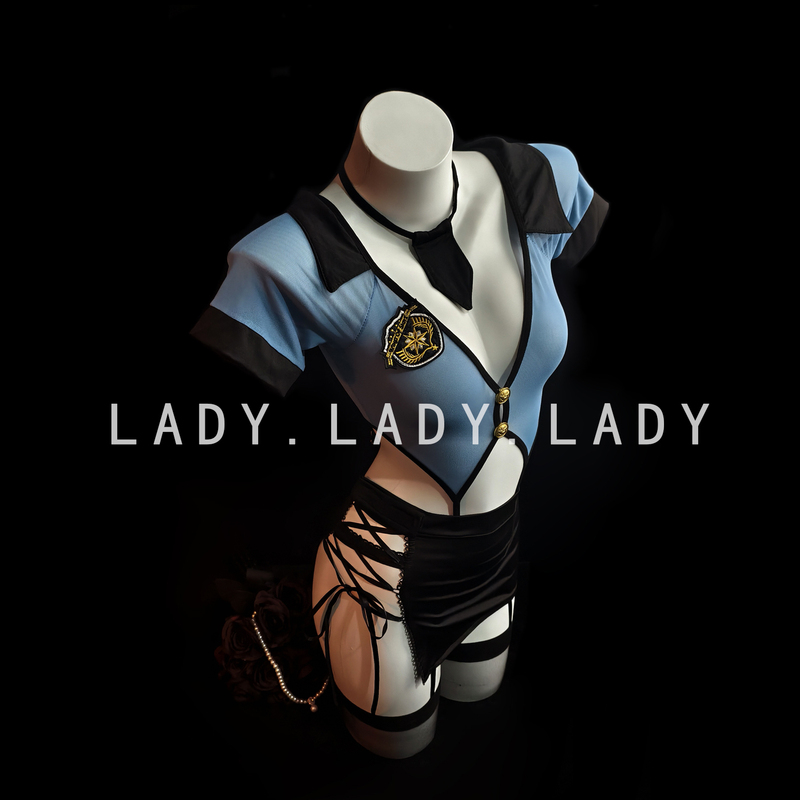Lady Sexy Lingerie Policewoman Uniform Cosplay Pure Desire Hollow-Out Hip-Hugging Short Skirt Set Date Qqny Fun Sleepwear