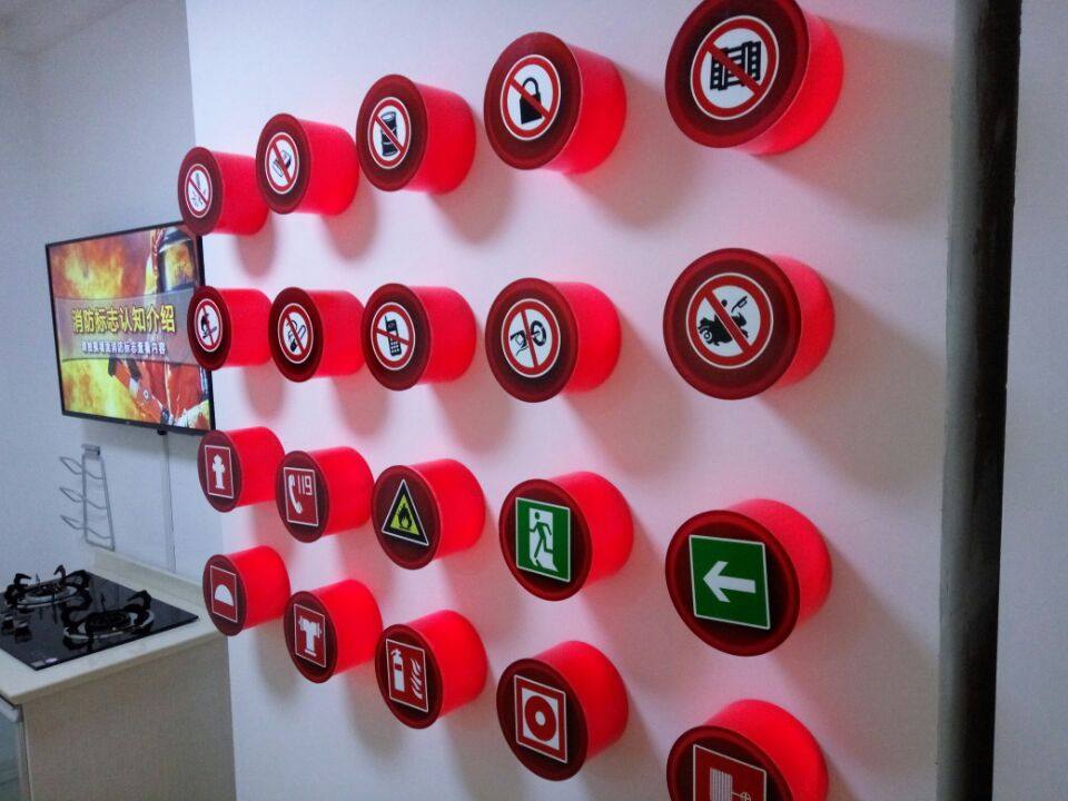 Fire safety sign Touch recognition system Multimedia safety sign display Fire knowledge learning software