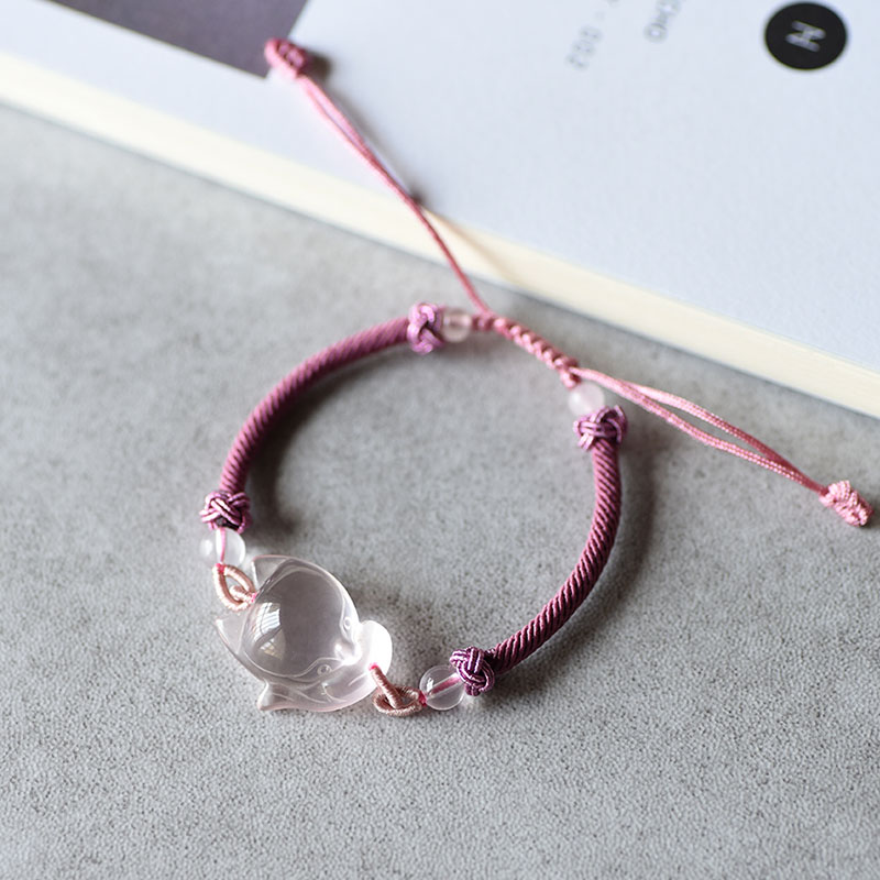 Natural pink crystal bracelet female recruit peach blossom forest department ancient style hand Korean version of the student simple personality best friend net red transshipment