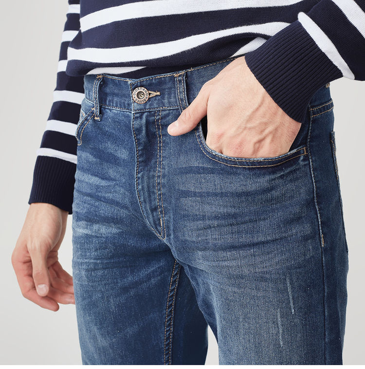 Quần Giordano Quần jean nam Giặt quần thun cotton cho nam Quần nam hẹp chân denim Quần 01118009 thời trang nam cao cấp	