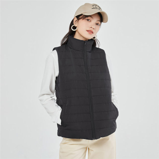 Giordano cotton vest ແມ່ຍິງສີແຂງໃຫມ່ງ່າຍດາຍ quilted warm stand collar jacket vest ຝ້າຍ 13372831