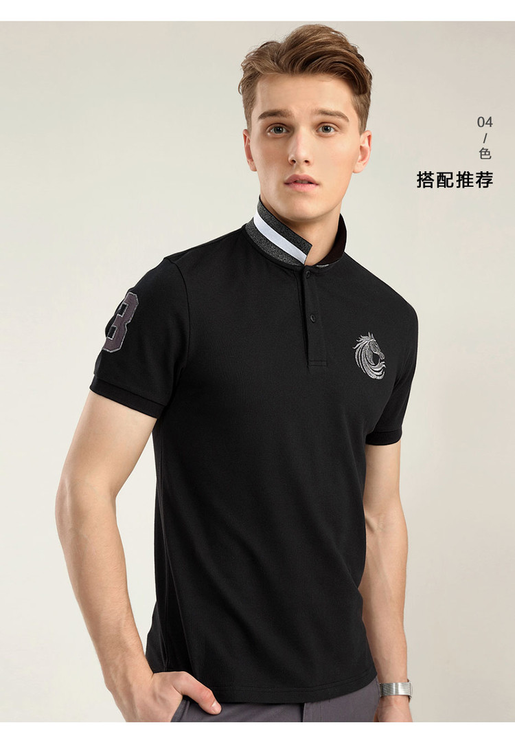 Giordano của nam giới polo áo sơ mi nam horse head thêu Polo áo sơ mi nam stretch cotton ngắn tay polo shirt 13018201