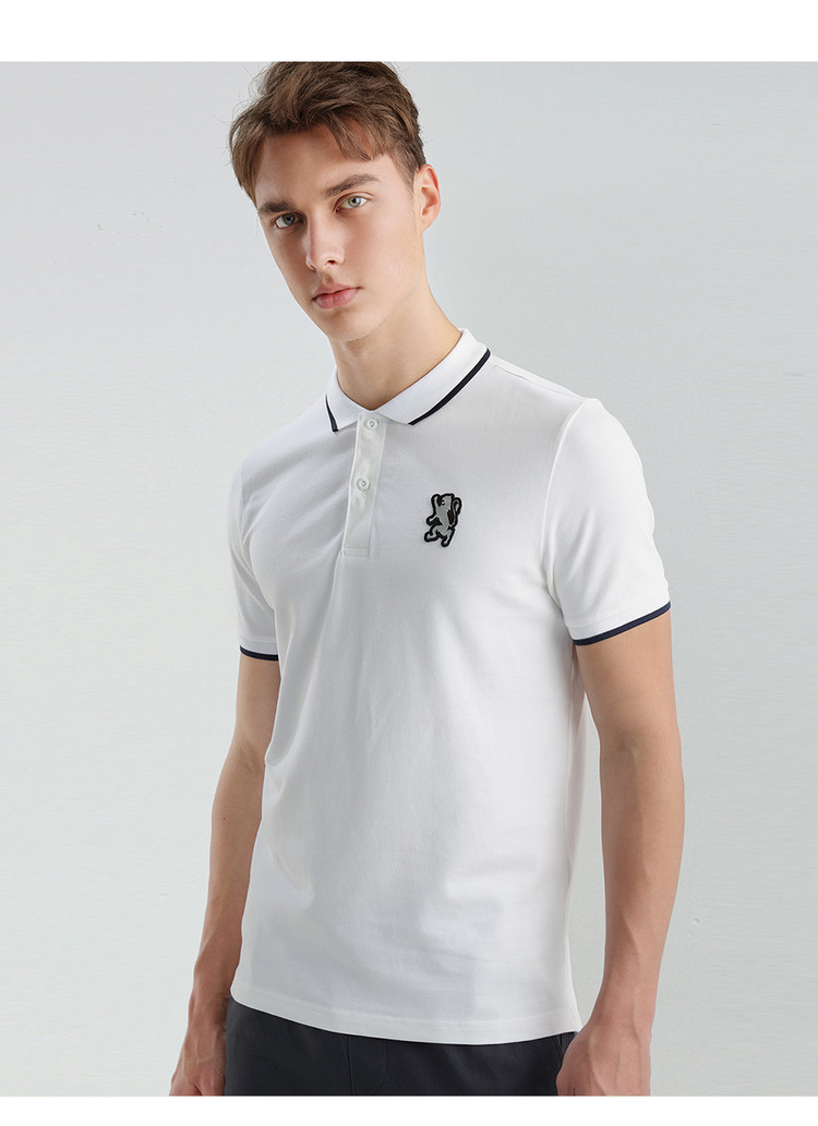 Giordano polo áo sơ mi nam sư tử vua thêu polo nam ngắn tay áo ngọc trai bông ve áo paul áo sơ mi 01017250