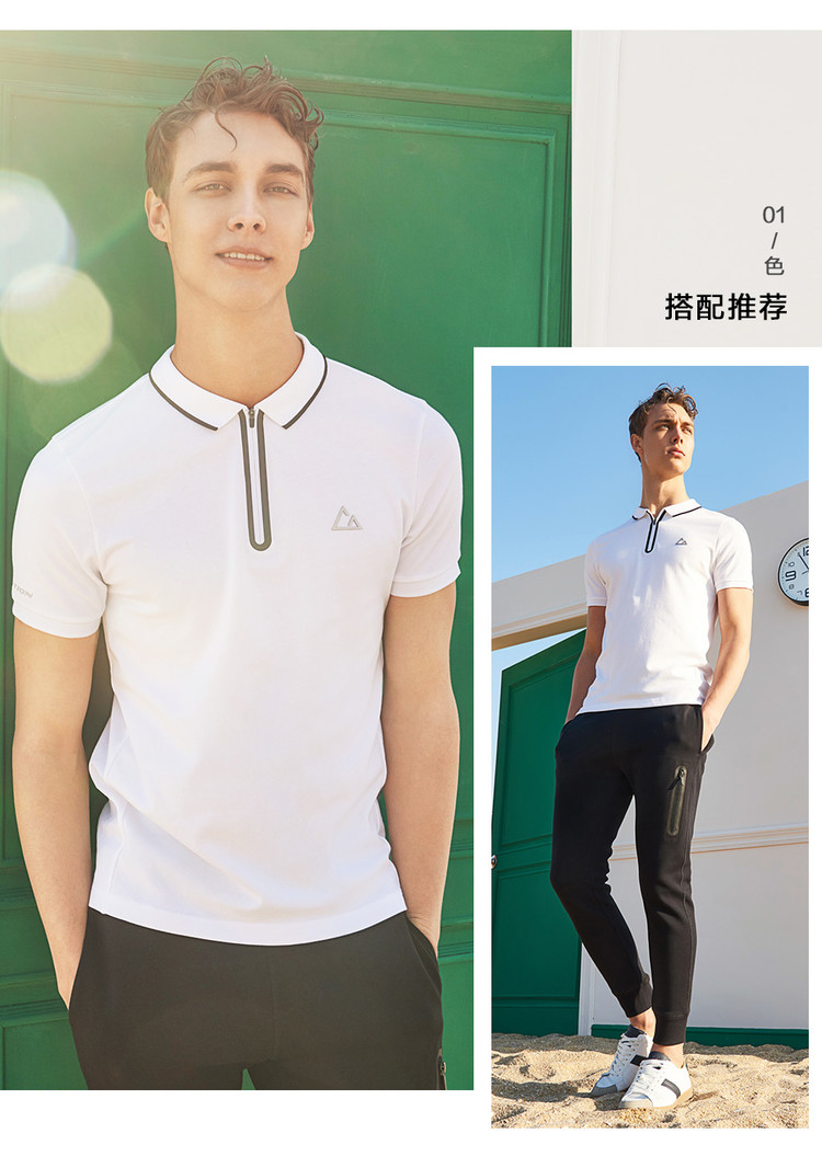 Giordano của nam giới polo áo sơ mi nam dây kéo nửa mở Polo shirt letter in ấn POLO nam 01018201