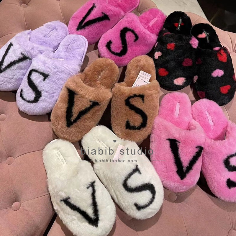 In Stock Victoria's Secret Vs Victoria's Secret Rhinestone Suede Flat Slippers Winter Plush Slippers Indoor In Stock Victoria's Secret Vs Victoria's Secret Rhinestone Suede Flat Slippers Winter Plush Slippers Indoor