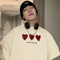 Summer loving graffiti letters embroidered male and female with the same loose half-sleeve couples tide cards