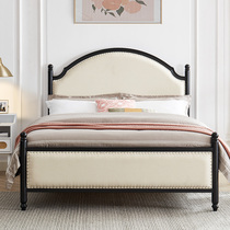 Light luxury French solid wood bed master bedroom country American double bed retro bread bed medieval style backrest soft package wedding bed