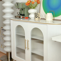 Marble light luxury modern white solid wood sideboard double door glass locker restaurant corridor storage tea cabinet