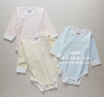 Spring and summer long-sleeved cotton newborn baby ha clothes full cotton jersey baby jumpsuit shoulder buckle triangle climbing suit