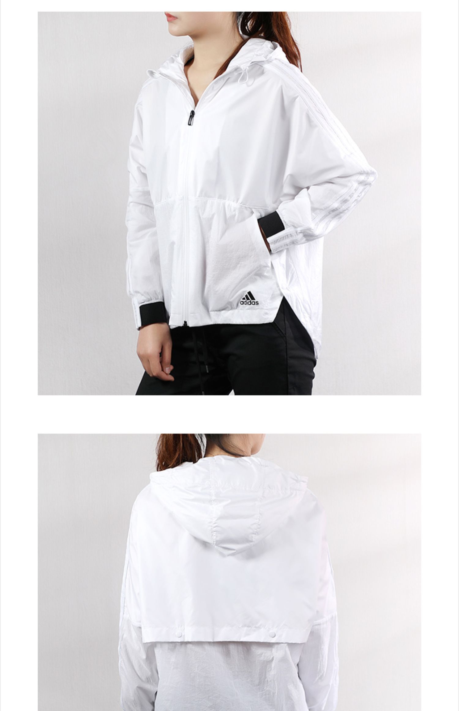 Áo khoác nữ Adidas mùa xuân và mùa thu trùm đầu áo khoác gió 2019 áo sơ mi dệt thể thao rộng EH3770 - Áo khoác thể thao / áo khoác áo khoác adidas