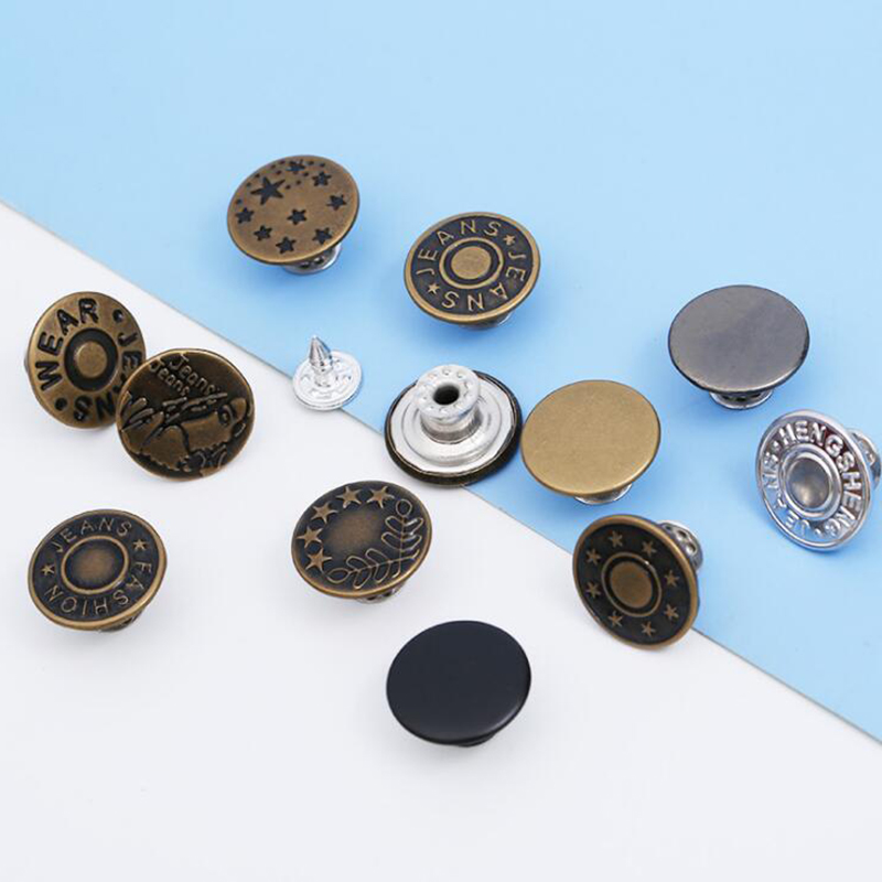 10 grains of jeans gathering button waist circumference of small artifact round metal button with retro fixation seam