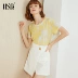 OSA Ou Sha 2019 mới mùa thu trắng quần short thẳng thời trang nữ eo cao là quần skinny mỏng không thường xuyên - Quần short