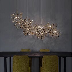 Fashionable Dining Room Ceiling Lamp, Creative and Unique Bar Counter Leaf-Shaped Stainless Steel Clothing Store Pendant Lamp, Post-Modern Wall Lamp