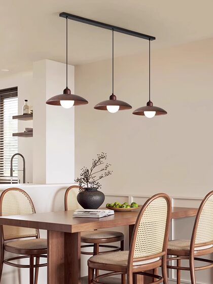 Natural Wood Style Walnut Dining Room Pendant Light, Light Luxury Modern Tea Room Bar Counter Homestay 2026 New Model, Atmospheric Art Lamp