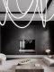 Minimalist Living Room Bar Counter Long Dining Table DIY Silicone Pendant Light Creative Musical Note Art Winding 360-Degree Line Lighting