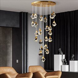 Light Luxury and High-End Bedroom Bedside Meteorite Crystal Chandelier, Creative Entrance Hallway, Staircase Long Chandelier