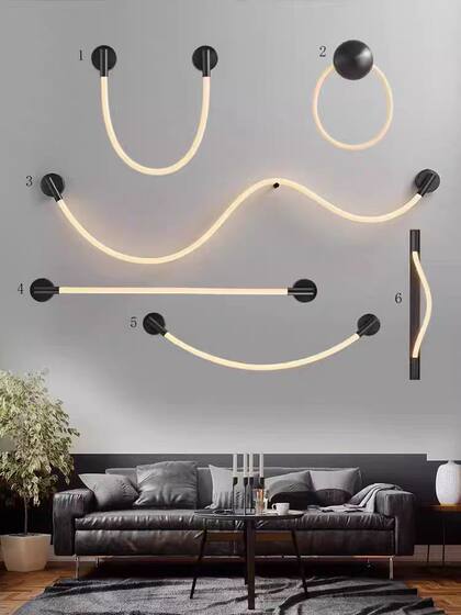 Minimalist living room bar long dining table DIY silicone chandelier creative musical note art winding 360-degree line lighting