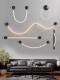 Minimalist living room bar long dining table DIY silicone chandelier creative musical note art winding 360-degree line lighting