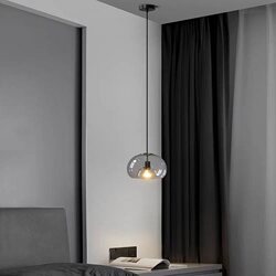 Nordic Bedside Small Pendant Lamp, Simple Modern Light Luxury Single-Head Creative Coffee Shop Restaurant Shop Bar Glass Lighting Fixture