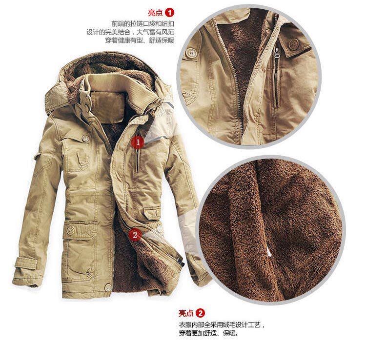 Mens Vogue Winter Warm Fur Lined Fleece Coat Jacket Parka Outwear 4