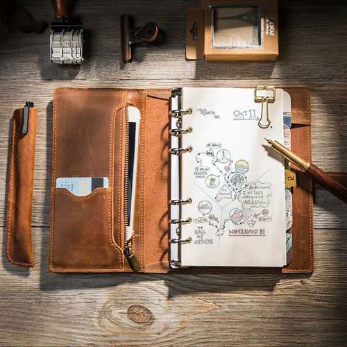 Кожаный ноутбук для путешествий с молнией, блокнот, отрывной лист, 5A