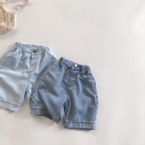 Korean version CUHK Boy Child Jeans Boy Girl Soft Glutinous Seven-minute Pants Baby Clear and Ice Air-conditioned Exterior Pants