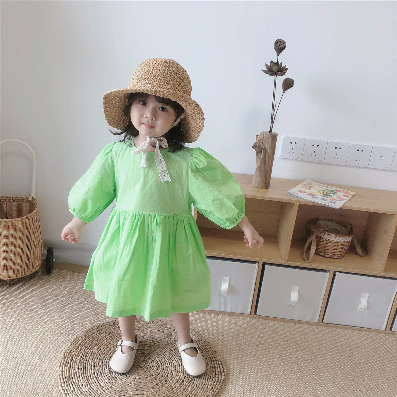 Non-refundable Children's Clothing Girls Cute Puff Sleeve Dresses Children's Fashionable Cotton Candy Color Princess Dress