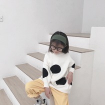Western soft spring vintage big wave dot knitwear childrens pullover bat sleeve jacket sweater 37